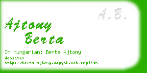 ajtony berta business card